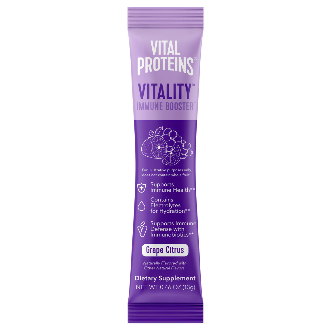 Vital Proteins Vitality Immune Booster Stick Pack Box Grape Citrus alternative view 1 - product swatch.