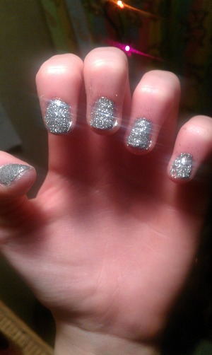 I used a silver sparkle nail Polish then put the Avon brilliant chrome nail glitter on top to create a beautiful nail 