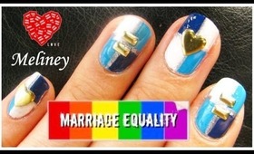 STUDDED NAIL ART DESIGN TO SUPPORT MARRIAGE EQUALITY | EASY BLUE TAPED TUTORIAL MANICURE AUSTRALIA