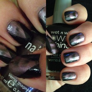 Middle: magnetic. Hour of parliament. 
Outer: wet n wild black crème

I did my best. Lol
