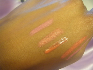Top to bottom, Pink Nouveau MAC Lipstick, Watch Me Simmer MAC Lipstick, Lychee Luxe MAC gloss.