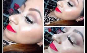 Makeup for the Holidays! Glitter eyeliner with Red lips