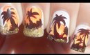 Glittery Palm Tree Nail Art