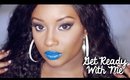 Get Ready with Me | Neutral Eyes + Funky Blue lips! (Makeup)