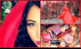 ♥ Red Riding Hood-Halloween Makeup + 1 Minute NO SEW Cloak ♥