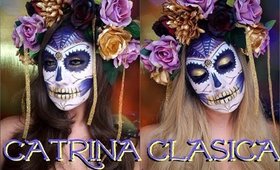 🌸CATRINA morado y dorado CLASICA / 💀 CLASSIC Sugar Skull makeup | auroramakeup