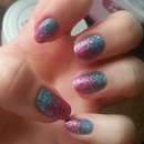 Pink and blue glitter ombre