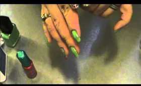 Green Stripey Nails