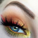 Vibrant Glittery Orange & Yellow Smokey Eye Makeup 