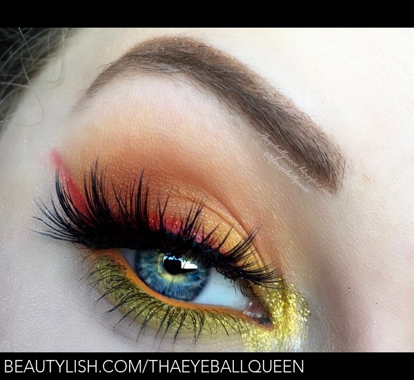 orange glitter eye makeup