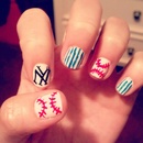 Yankee Baseball&Pinstripe Nails