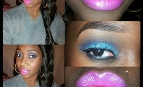 Blue Glitter eyes with Candy pink lips