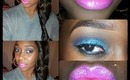 Blue Glitter eyes with Candy pink lips