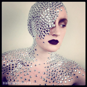 Makeup by Blanche Macdonald Global Makeup student Eliska Matejkova. Inspired by ROSHAR's fantasy Makeup work, this "dazzling" look is created with pros-aide and crystals for her Special Effects Final. 