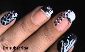 Magic nails- Black n White - easy nail art for short nails- nail art tutorial- beginners designs