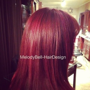 Changing it up w panels of red-brown and really red from joico color line #melodybell-hairdesign  