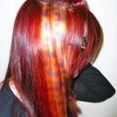 Bright red with blonde and purple leopard peek-a-boo 