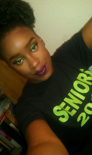 Just a smokey green eye with a deep purple lip. Follow me on instagram kiaxlove (: