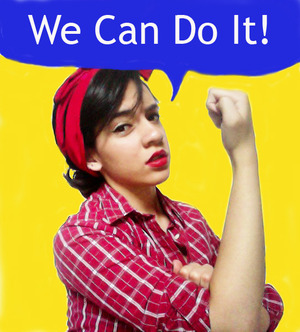 A photo of me inspired in J. Howard Miller's "We Can Do It!" and Rosie the Riveter :)