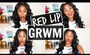 Fall Makeup tutorial, Glam Bold eyes and Red Ombre Lip  (Dark skin)