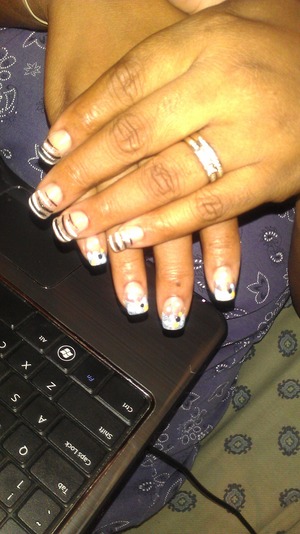 CND CLEAR ACRYLIC, Black strips and color dots