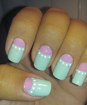 Half moon mani, with pastel colors.