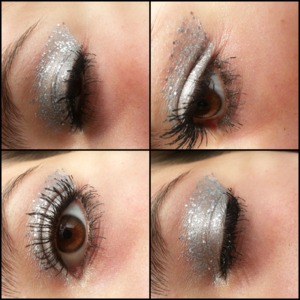 silver eyeshadow with silver sparkles