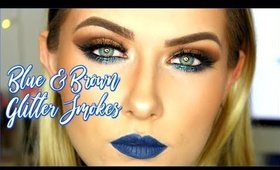 Bold Brown Smokes & Blue Glitter Makeup Tutorial 💙 | shivonmakeupbiz