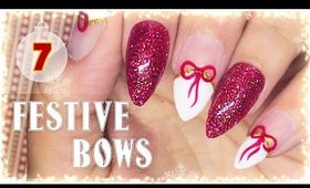 7. Festive Bows nail art | Advent Calendar 2016