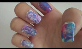 Saran/cling wrap nail art for beginners! (Explained step by step for beginners)