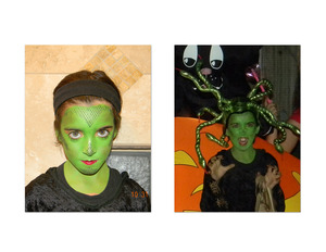 My daughters Medusa makeup for halloween