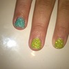 green and blue glitter gel nails