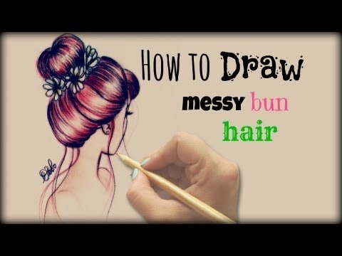 Drawing Tutorial How to draw and color Messy Bun Hair ...