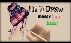 Drawing Tutorial ❤ How to draw and color  Messy Bun Hair