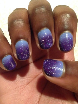 Purple ombre nails with glitter