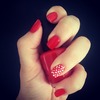 Classic red Nails and Polka Dot Accent Nail