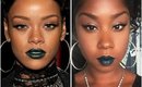 Rihanna Inspired Dark Green Lipstick Makeup Tutorial |