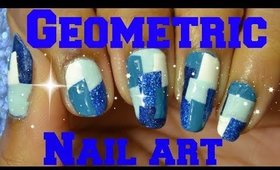 EASY BLUE GEOMETRIC NAIL ART TUTORIAL