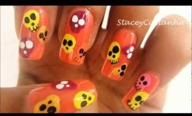 Cute Skulls/Aliens nail design tutorial.