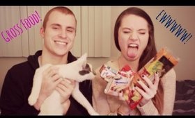 TRYING WEIRD FOOD WITH MY BOYFRIEND!