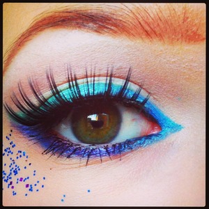 I used blue, green and purple eye shadows from coastal scents 88 palette. 