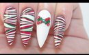 Christmas Water Marble On Acrylic Nails