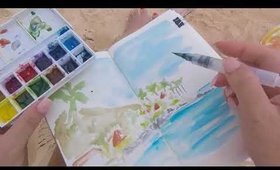 Plein Air sketching on the beach(a little wiggly I'm trying to fix that)