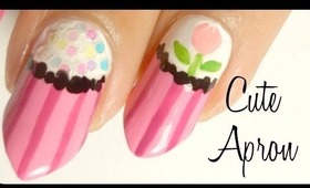 Cute Apron Inspired Half Moon Manicure