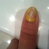 pretty nails yellow and pink with butterflies 