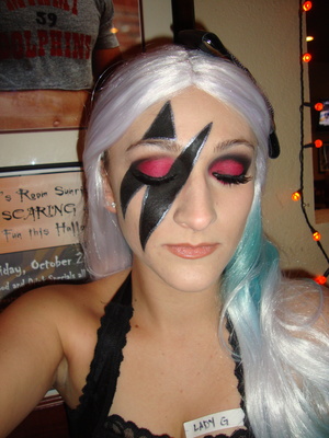 10/28/11 Lady Gaga For Halloween! (Im a waitress hence the nametag - we had to have some sort of name tag lol)