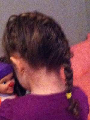 Omg my older sister did our little sisters hair as the sideways Katniss braid from the hunger games! So cute! 