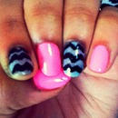 chevron and pink nails