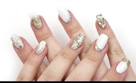 WHITE AND GOLD GEL NAIL TUTORIAL