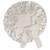 Kitsch Adjustable Oversized Satin Sleep Bonnet Pearlized Cream & Coastal Blue Print